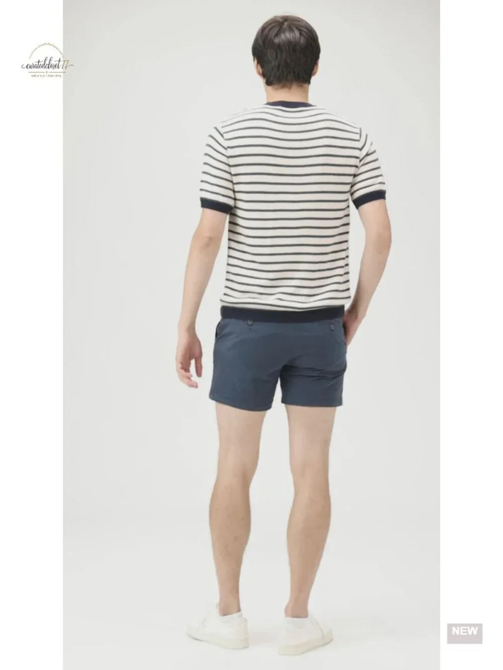 Men's Slim-Fit Flat-Front Stretch Chino Shorts with Elastic Waistband